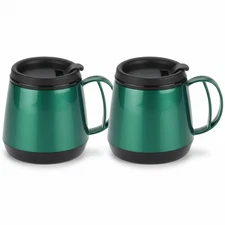 2 Foam Insulated 20oz Wide Body Thermoserv Mugs Green Thermo Serv