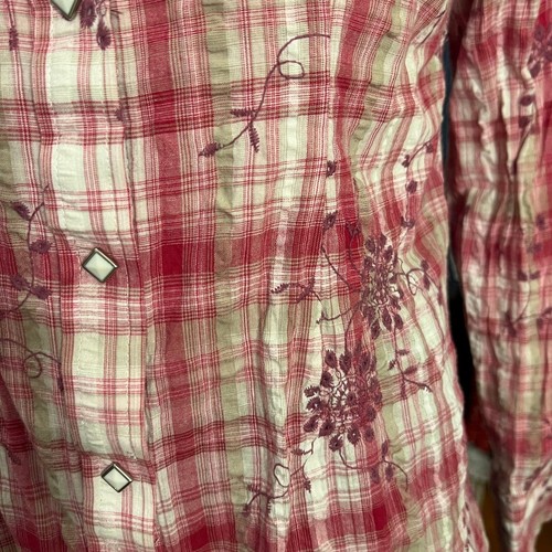 Rockmount Ranch Wear Tru West Pink Embroidered Plaid Snap Button Shirt XL - Picture 7 of 8