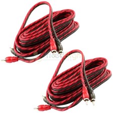 2 DS18 12 Ft 2 Channel RCA Cables Shielded Twisted Interconnect Audio Amp Cables