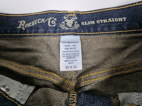 Sears Roebuck & Co Slim Straight Mens Jeans NWT 30W 32L Denim Low Rise - Picture 6 of 13