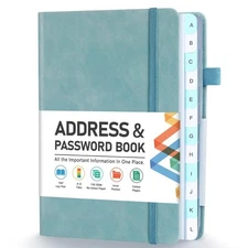 Address Book, Address and Password Keeper Book with Alphabetical Tabs, Hardco...