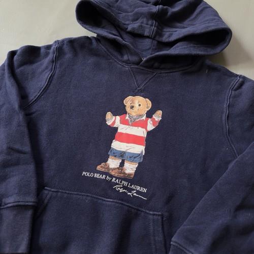 Polo Ralph Lauren POLO BEAR Hoodie Youth Sweatshirt Size Small Navy Blue - Picture 3 of 9
