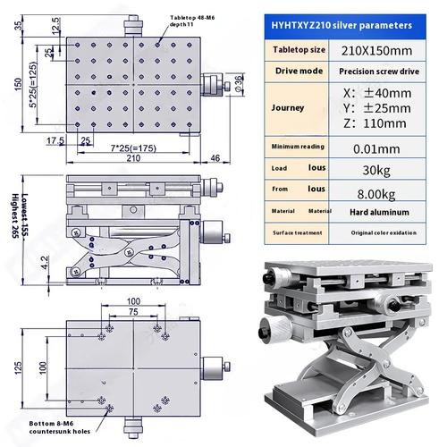 Three-dimensional Manual Fine Adjustment Platform Precision Slide Table ...