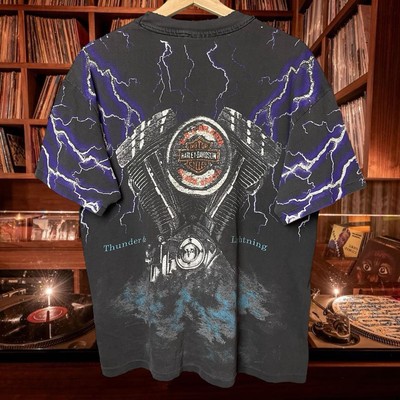 トップス Harley Davidson 90s Thunder&Lightning Vintage 90s Harley Davidson T Shirt Men Large L Thunder