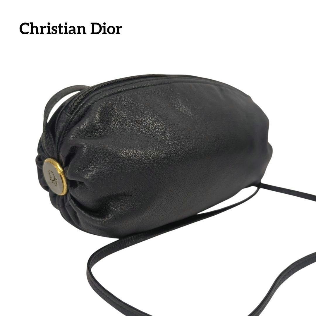 CHRISTIAN DIOR Vintage Tambor Bolso de Hombro Bolsa Pequeña Bandolera Cuero N...