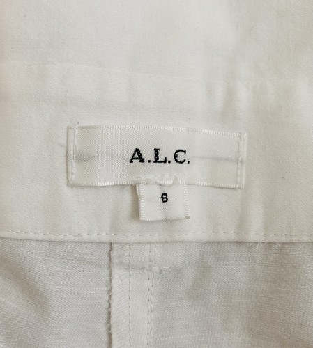 A.L.C. NWT Trousers Emily Pants High Rise Wide Leg Cotton Linen Blend White Sz 8 - Picture 13 of 19