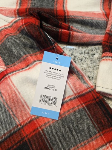 Msrp $119 Steve Madden BB Dakota Red Plaid Flannel Jacket Womens large E58 - Picture 3 of 12