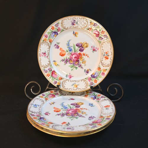 Juego de 3 platos Schumann Baviera ensalada 8 3/8" iris floral con oro 1918-1929 - Imagen 1 de 14