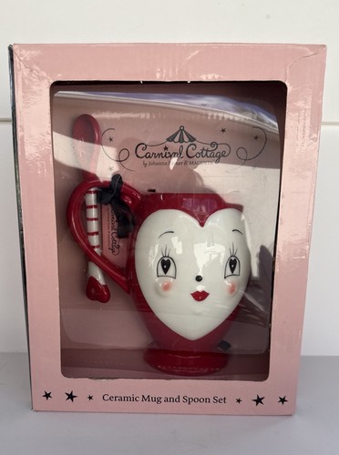 JOHANNA PARKER Valentines Queen Of Hearts MUG And SPOON SET NEW Carnival Cottage - Picture 3 of 7