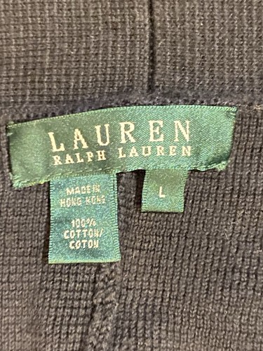 Ralph Lauren Damen Gr. Large blau weiß Besatz L/S Knopfleiste Pullover Cardigan - Bild 5 von 7