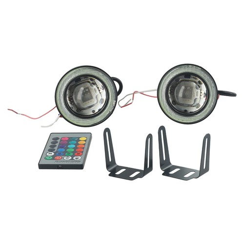 Remote Color Change RGB LED Fog Lights COB Angel Eyes High Universality Fitment - Picture 5 of 12