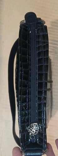 Brighton Blue Cher Croc Embossed Patent Leather Crossbody Shoulder Handbag - Picture 7 of 14