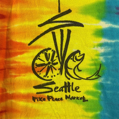 Camisa Pike Place Market Para Hombre Mediana Tie Dye Seattle Hippie Informal Patinador Fumeta - Imagen 4 de 7