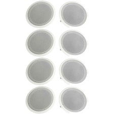 Pyle PDIC Series 8" 250W Round Flush Mount Wall and Ceiling Speakers, 8 Pack