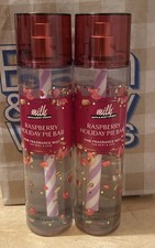  2  Bath  Body Works Milk Raspberry Holiday Pie Bar Fine Fragrance Mist 8 oz