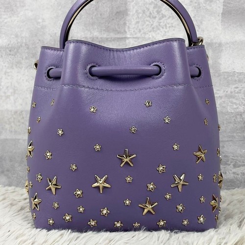 Jimmy Choo Women's 2way bag Star Studded Leather Purple Used Auth Excellent+ JPN - Picture 2 of 10