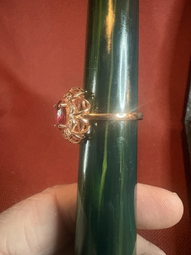 Vintage Rubin Gold über Sterlingsilber Cocktail Ring-Größe 9 - Bild 6 von 9