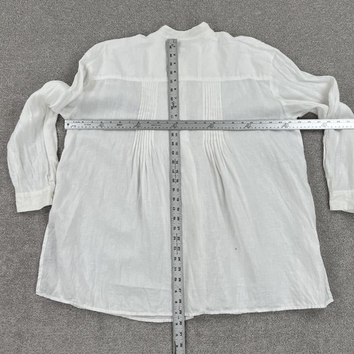 Chemise Jill femme XL blanche 100% lin manches longues boutonnée devant chemisier haut - Photo 9/12