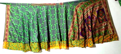 Women's Indian Sari Wrap Skirt Handmade Reversible Vintage Hippie XL Tea - Image 1 of 4