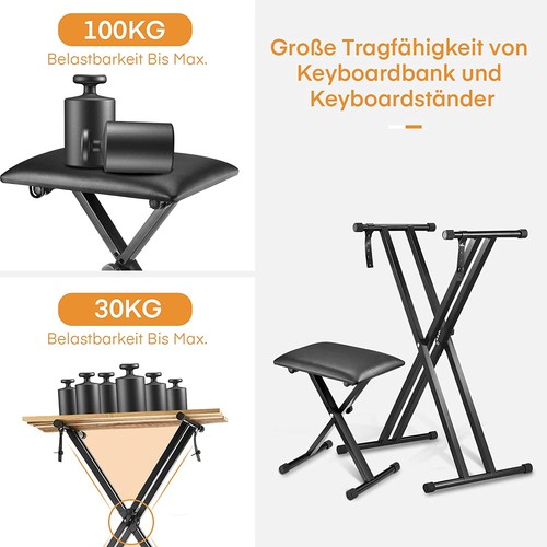 Soporte de teclado Femor de doble barra X-Style con juego de taburetes ajustable plegable - Imagen 5 de 7