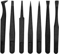 7pcs Precision Anti-static Tweezers, Marrywindix Plastic