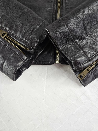 Levi's Moto Jacket Women M Dark Brown Biker Cropped Faux Leather Zip Quilted - Picture 7 of 18