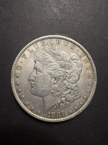 1881-P MORGAN SILVER DOLLAR - LIGHT GOLDEN Toning, AU,  Almost Uncirculated