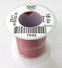 H18-02-25 25FT 18AWG RED Stranded Electronic Hook Up 300V Wire UL1007 80C