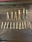 VINTAGE LOT OF 17 WOODEN CLOTHES PINS