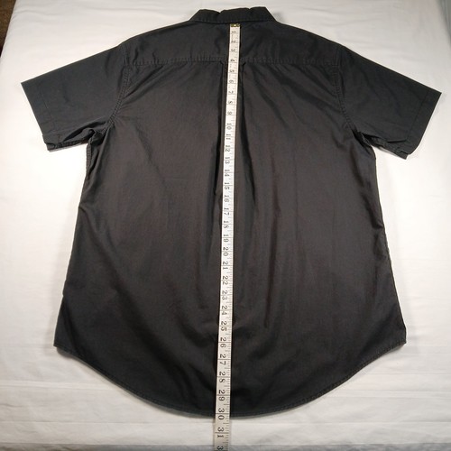CAT Shirt Large Slim Fit Mens Black Button Up Short Sleeve Workwear Caterpillar - Picture 7 of 10