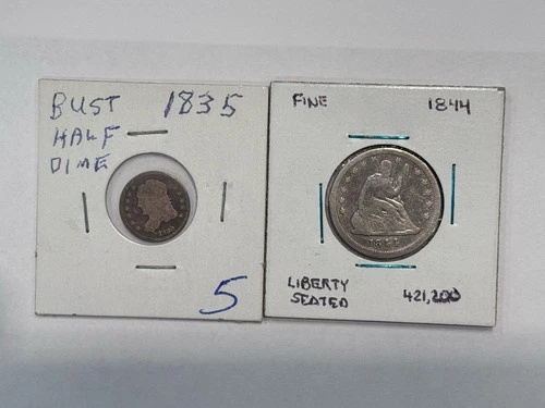 US Mint 1844 Bust Half Dine 1844 Seated Liberty quarter