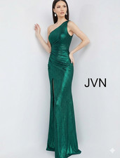 Jovani Gown Womens Size 10 Emerald Green One Shoulder Ruched Long Formal