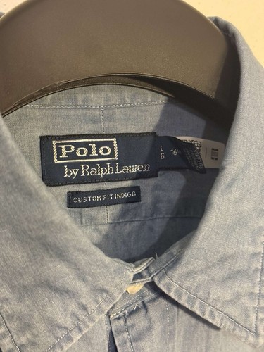 POLO RALPH LAUREN Custom Fit Denim Dress Shirt French Blue BNWT Size L. 16 1/2 - Picture 3 of 16