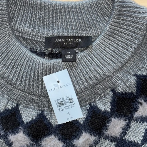 Ann Taylor Nordic Fair Isle Pullover Petite Small hochgeschlossen Academia adrett neu mit Etikett - Bild 4 von 11