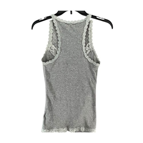 Abercrombie Fitch Y2K Cami Tank Top Womens M Gray Lace Trim Stretch Bella Swan - Picture 4 of 12