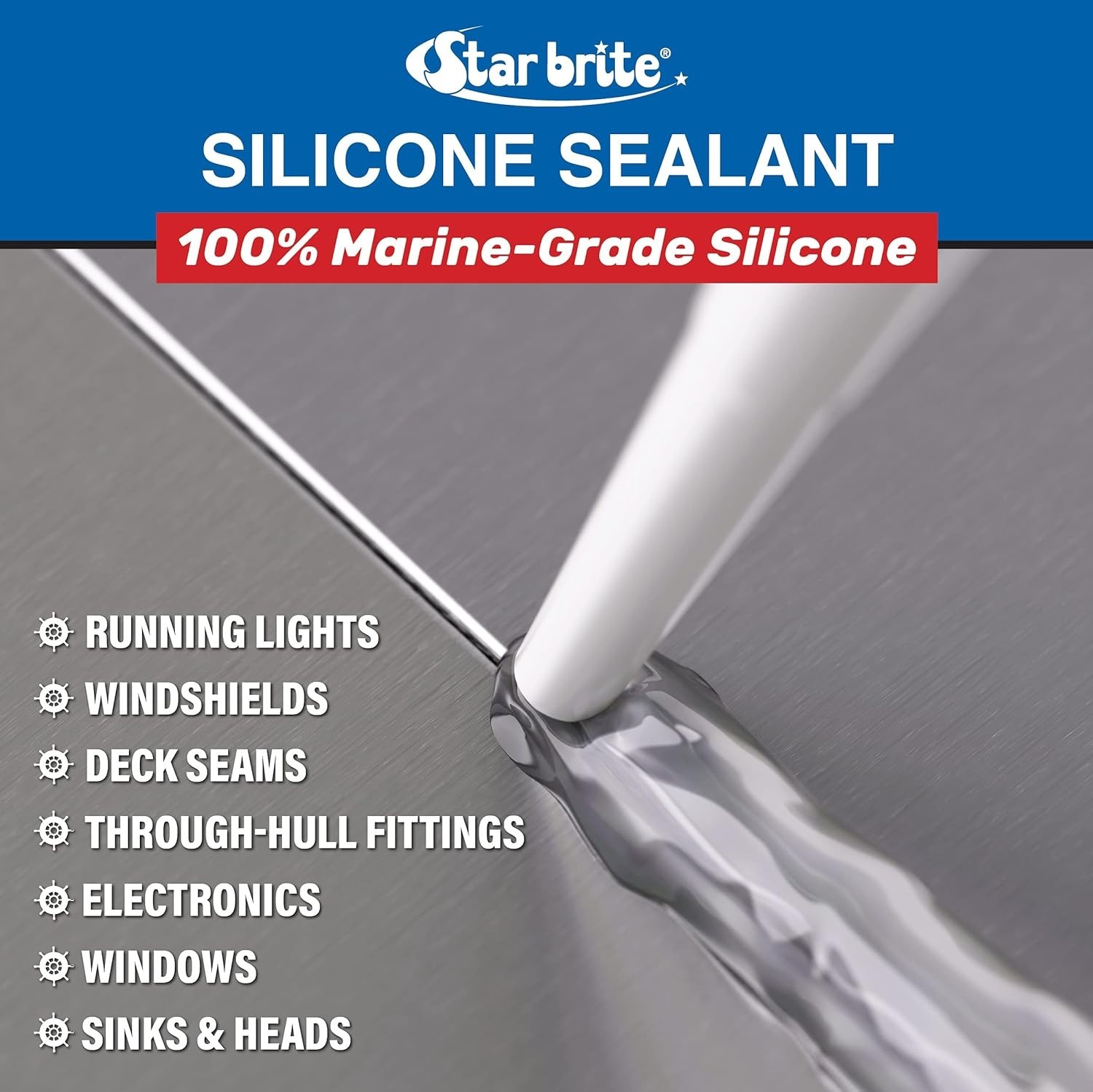 Marine Silicone Sealant - Waterproof, UV Resistant, Flexible, 2.8Oz New
