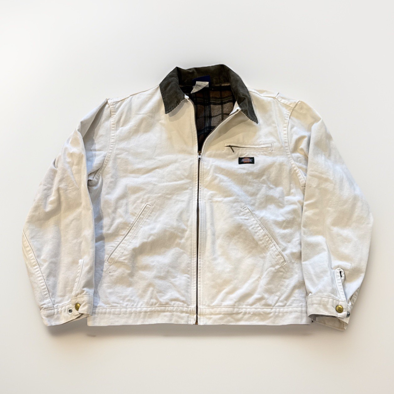 Dickies Jacket Mens M White Detroit Style Corduroy Collar Wo