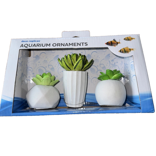 3PK Deco-Réplicas Adornos Acuario Set PLANTAS EN MACETAS Tropical Pecera Decoración - Imagen 1 de 2