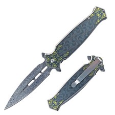 8.25"" UV Printed Graphic Stainless Steel Handle Folding Knife With Belt Clip