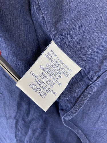 Polo Ralph Lauren Linen Blue Button Up Long Sleeve Shirt Oldmoney Men’s... - Picture 10 of 11