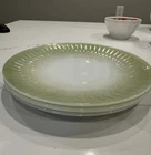 3 Federal Milk Glass Moonglow Iridescent 10” Dinner Plates Vintage USA