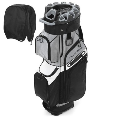PGM Premium Grey 14 Way Golf Cart Bag - Rainproof Club Bag with Protective Frame