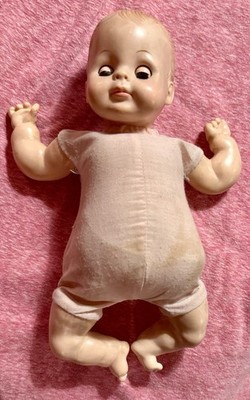 Vtg Eloise WILKINS VOGUE Baby Dear One Soft Body Molded Hair TINY BABY 1964