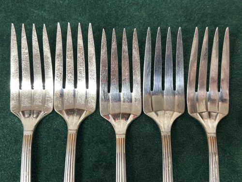 5 Salatgabeln Silber Teller Oneida Krönung gebraucht gut! 6-1/2" - Bild 3 von 15