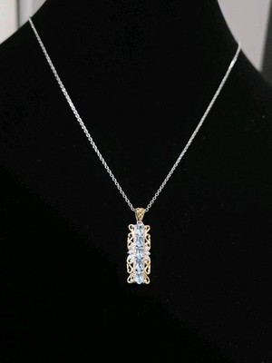 1,7 ctw Himmelblauer Topas, weißer Zirkon 18k YG vergoldet SS 20''