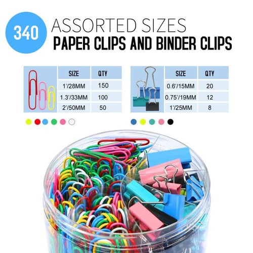 Paper Clips Binder Clips, 340PCS Paper Clips and Binder Clips Assorted Sizes,... - Picture 2 of 7