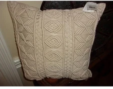 NWT Ralph Lauren Meadow Macrame Decorative Throw Bed Pillow Sand 18 x 18 $285
