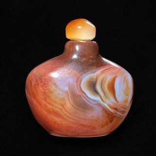 Handmade Natural Agate Snuff Bottle Eastern Art Carved Stone 63g