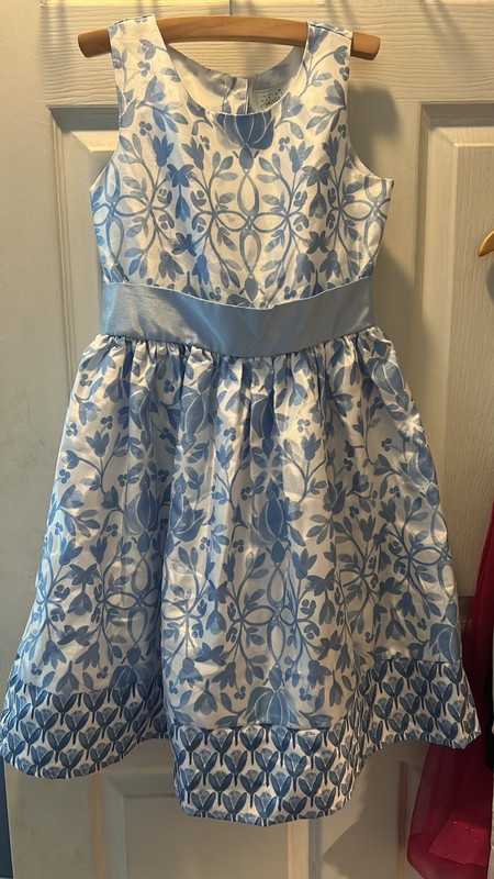 Dressed up by Gymboree girls beautiful size 10 blue & white flower dress EC