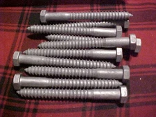 Qty 10   1/2 x 5 Galvanized Lag Bolts With free shipping